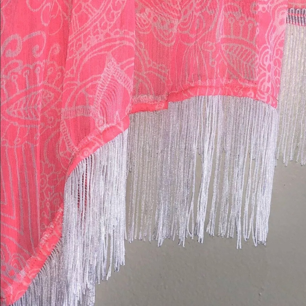 Bright pink sheer kimono or cover up - Picture 6 of 7
